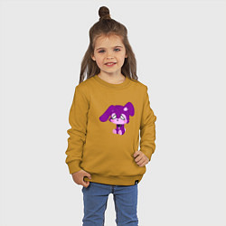 Свитшот хлопковый детский Фиолетовый зайка, цвет: горчичный — фото 2