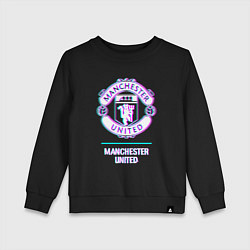 Свитшот хлопковый детский Manchester United FC в стиле glitch, цвет: черный