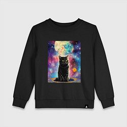 Свитшот хлопковый детский Космо-котик, цвет: черный