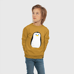 Свитшот хлопковый детский Красивый пингвин, цвет: горчичный — фото 2