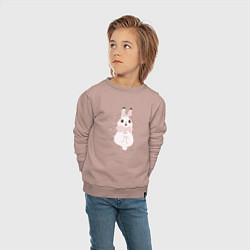 Свитшот хлопковый детский Cute white rabbit, цвет: пыльно-розовый — фото 2
