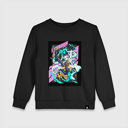 Свитшот хлопковый детский Ребекка на роликах -Киберпанк, цвет: черный