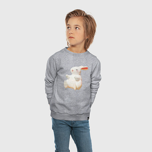 Детский свитшот Объемный белый заяц / Меланж – фото 4