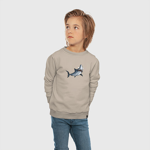 Детский свитшот Удивлённая акула / Миндальный – фото 4