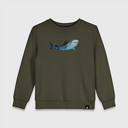 Свитшот хлопковый детский Realistic shark, цвет: хаки