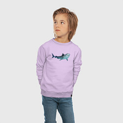 Свитшот хлопковый детский Realistic shark, цвет: лаванда — фото 2