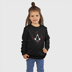 Свитшот хлопковый детский Символ Assassins Creed в красном ромбе, цвет: черный — фото 2