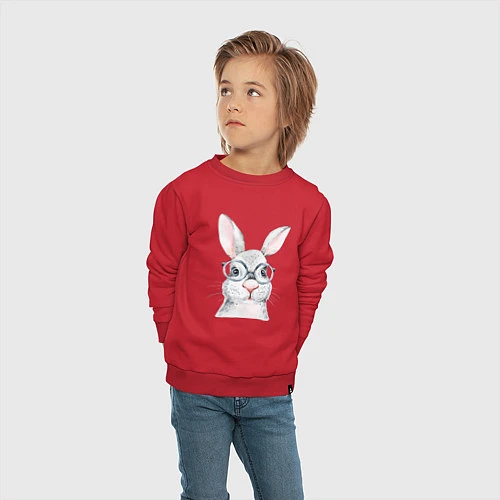 Детский свитшот Серый кролик / Красный – фото 4
