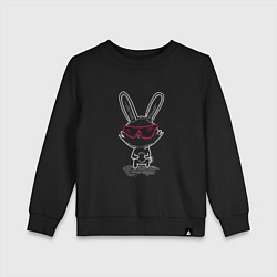 Свитшот хлопковый детский Кролик в розовых очках, цвет: черный