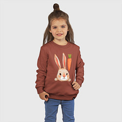 Свитшот хлопковый детский Заяц с морковкой, цвет: кирпичный — фото 2