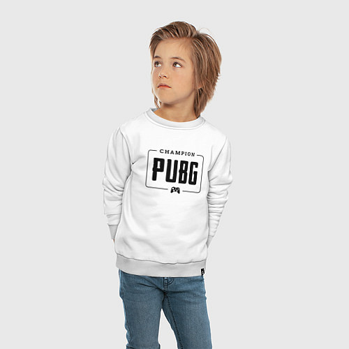Детский свитшот PUBG gaming champion: рамка с лого и джойстиком / Белый – фото 4