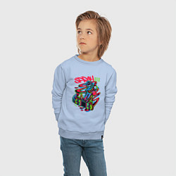 Свитшот хлопковый детский Граффити баллончик скейтерист, цвет: мягкое небо — фото 2