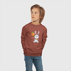 Свитшот хлопковый детский Кролик с воздушной морковкой, цвет: кирпичный — фото 2