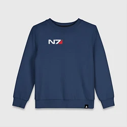 Свитшот хлопковый детский Логотип N7, цвет: тёмно-синий