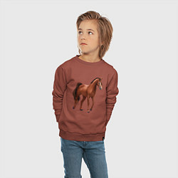 Свитшот хлопковый детский Тракененская лошадь, цвет: кирпичный — фото 2