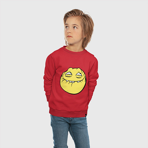 Детский свитшот Smiley trollface / Красный – фото 4