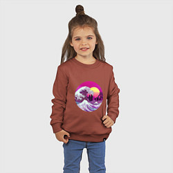 Свитшот хлопковый детский Ретровейв волна, цвет: кирпичный — фото 2