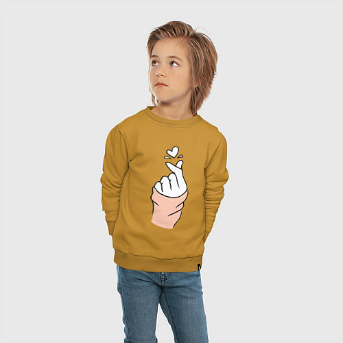 Детский свитшот Hand click / Горчичный – фото 4