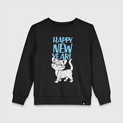 Свитшот хлопковый детский Happy new year - kitten, цвет: черный