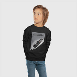 Свитшот хлопковый детский Lamborghini - concept - sketch, цвет: черный — фото 2