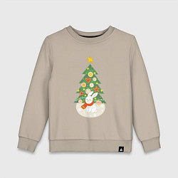 Детский свитшот Зайчик под елочкой - символ 2023 С Новым годом