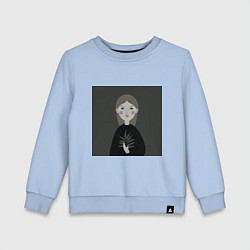 Свитшот хлопковый детский Мультяшная девочка с растением в руке, цвет: мягкое небо