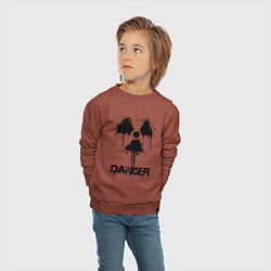 Свитшот хлопковый детский Danger radiation symbol, цвет: кирпичный — фото 2