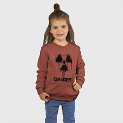 Свитшот хлопковый детский Danger radiation symbol, цвет: кирпичный — фото 2
