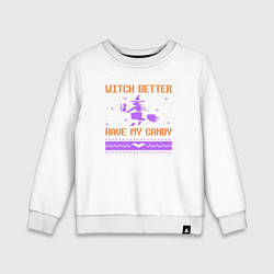 Свитшот хлопковый детский Witch better have my candy, цвет: белый