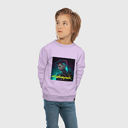 Свитшот хлопковый детский Ви, Киберпанк, цвет: лаванда — фото 2