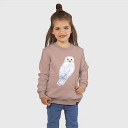 Свитшот хлопковый детский Белая полярная сова, цвет: пыльно-розовый — фото 2