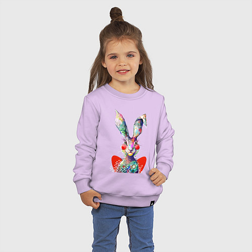 Детский свитшот Влюблённый акварельный заяц с сердцем / Лаванда – фото 3