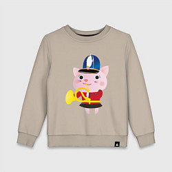 Детский свитшот Розовый котик-музыкант