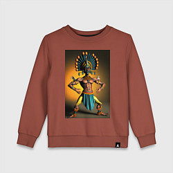 Свитшот хлопковый детский Танцующий индеец, цвет: кирпичный