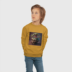 Свитшот хлопковый детский Сказочный пень, цвет: горчичный — фото 2