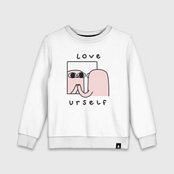 Свитшот хлопковый детский Ketnipz - love urself, цвет: белый