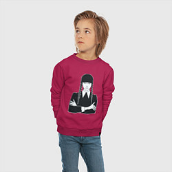 Свитшот хлопковый детский Wednesday Addams портрет, цвет: маджента — фото 2