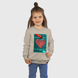 Свитшот хлопковый детский Красное сердце маркером, цвет: миндальный — фото 2