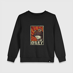 Свитшот хлопковый детский Obey frog, цвет: черный