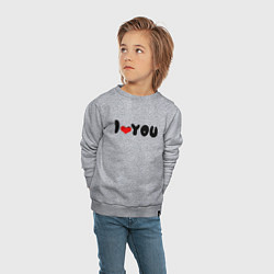 Свитшот хлопковый детский I love you день Валентина, цвет: меланж — фото 2