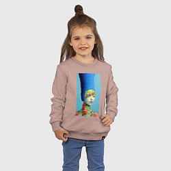 Свитшот хлопковый детский Юная Мардж Симпсон - нейросеть, цвет: пыльно-розовый — фото 2
