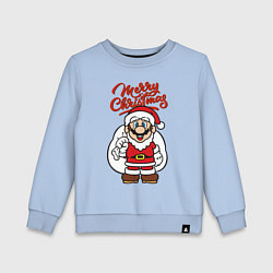 Свитшот хлопковый детский Christmas Mario, цвет: мягкое небо