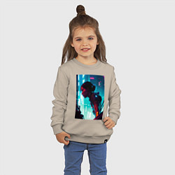 Свитшот хлопковый детский Синтвейв Cyberpunk 3, цвет: миндальный — фото 2