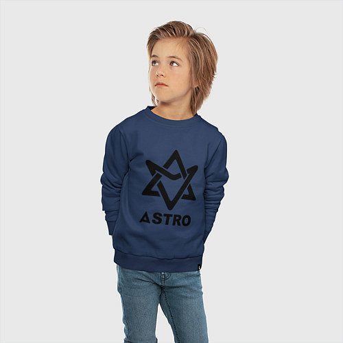 Детский свитшот Astro black logo / Тёмно-синий – фото 4
