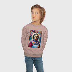 Свитшот хлопковый детский Космонавт Сальвадор Дали, цвет: пыльно-розовый — фото 2