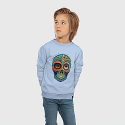 Свитшот хлопковый детский Mexican skull, цвет: мягкое небо — фото 2