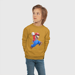 Свитшот хлопковый детский Марио прыгает, цвет: горчичный — фото 2
