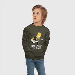 Свитшот хлопковый детский The Cure Барт Симпсон рокер, цвет: хаки — фото 2