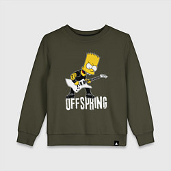 Свитшот хлопковый детский Offspring Барт Симпсон рокер, цвет: хаки