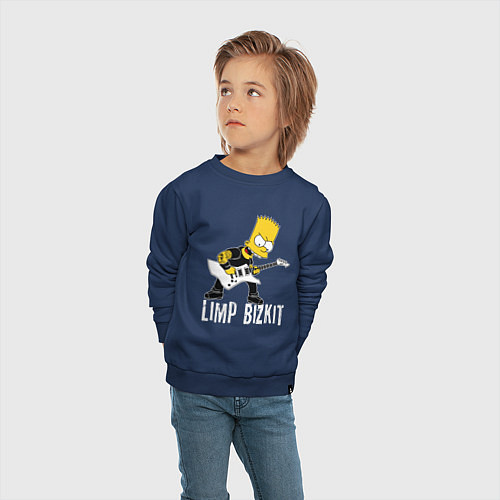Детский свитшот Limp Bizkit Барт Симпсон рокер / Тёмно-синий – фото 4